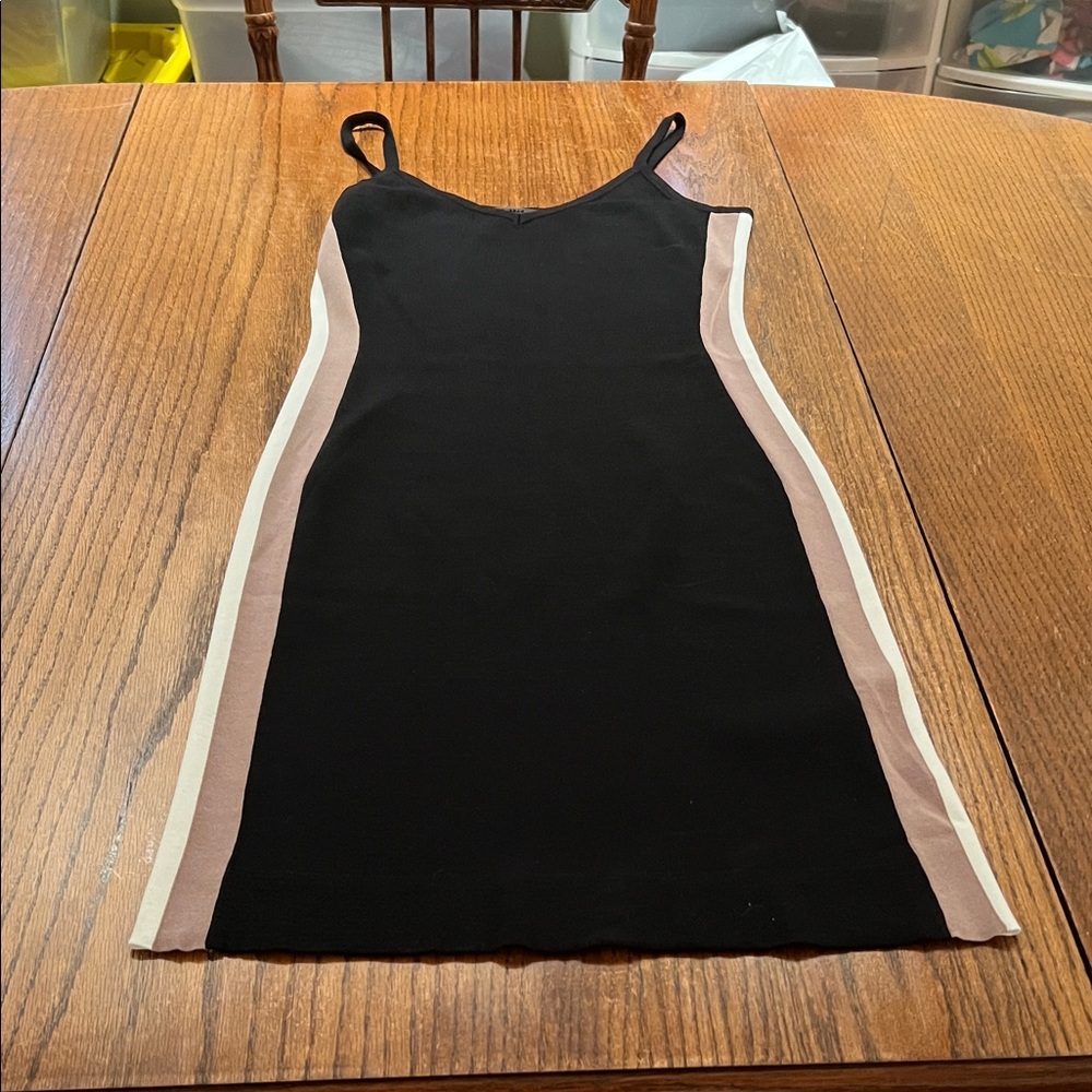 Rudsak Black Dress Tank Style Dress with white & Brown Stripes Size L - Picture 5 of 9